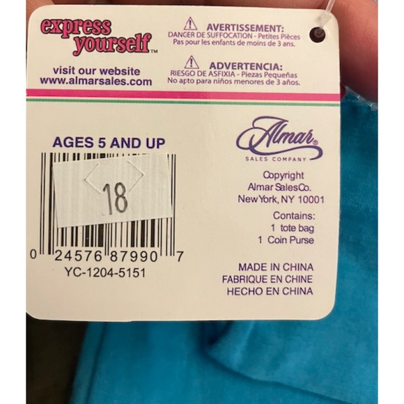 Mini Tote with Pouch-Embroidered and Glitter-Peace - Picture 13 of 15